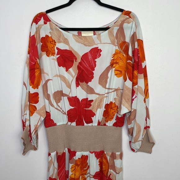 𝅺ANTHROPOLOGIE Maeve Gemma floral ribbed cuffs midi dress - Picture 4 of 12